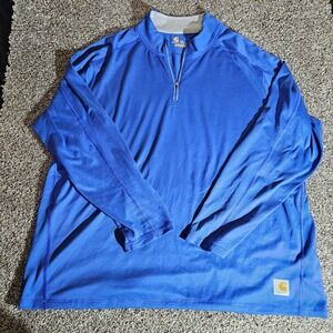 Carhartt Force Mens 2XL Royal Blue Relaxed Fit Quarter Zip Pullover Shirt 100414